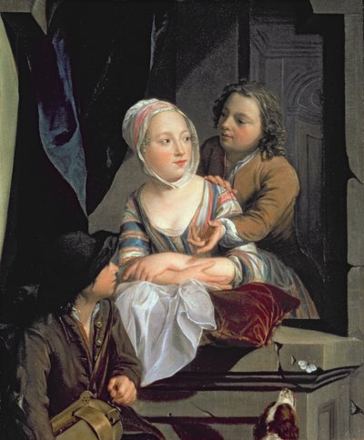 Amoureux à une fenêtre - Nicolaes Verkolje